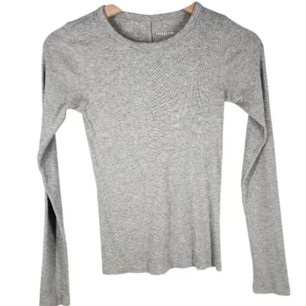 Everlane Womens Supima Cotton Crewneck Long Sleeve Thermal Tee Gray Size XS